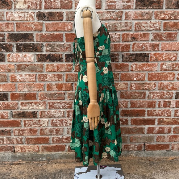 Moulinette de Soeurs Anthropologie green floral sleeveless sundress / 2 / EUC - Picture 13 of 17